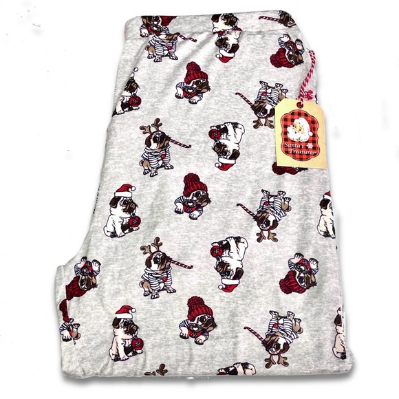 Holiday Pug Pajama Pants ❅ Santa Reindeer - Picture 3 of 5